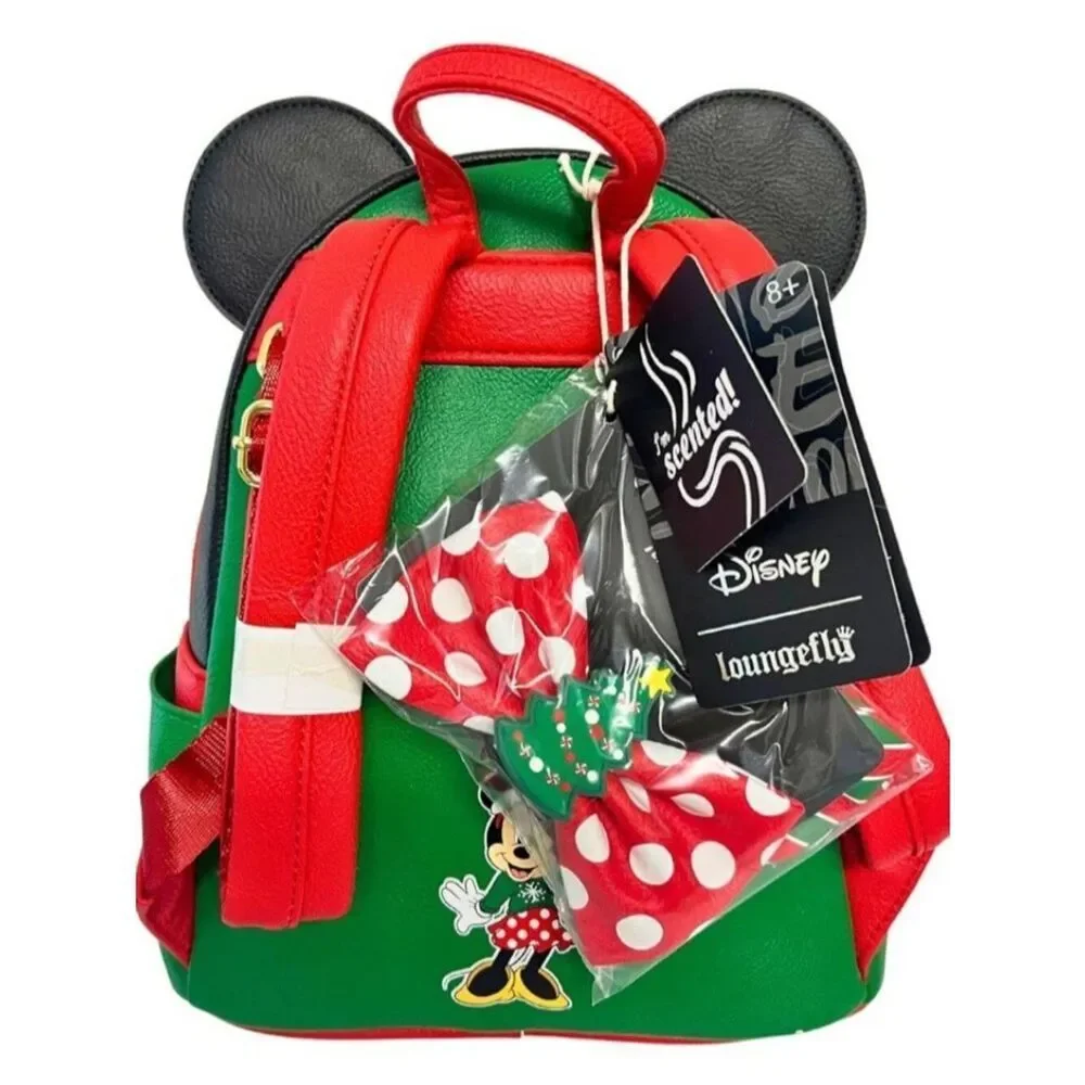 Loungefly Disney Minnie Mouse Holiday Interchangeable Bows Backpack NWT